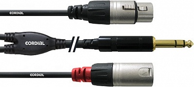 Cordial CFY 1,8 VFM кабель Y-адаптер джек стерео 6,3 мм/XLR male+XLR female, 1,8 м, черный