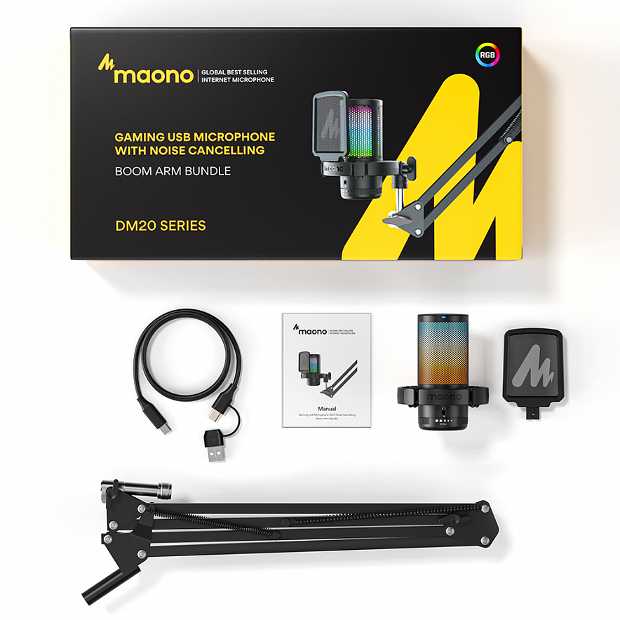 Maono DGM20S Gamerwave конденсаторный USB микрофон, пантограф, 24bit/48kHz, черный7