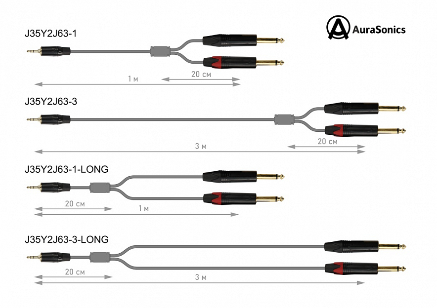 AuraSonics J35Y2J63-3-LONG Y-кабель2