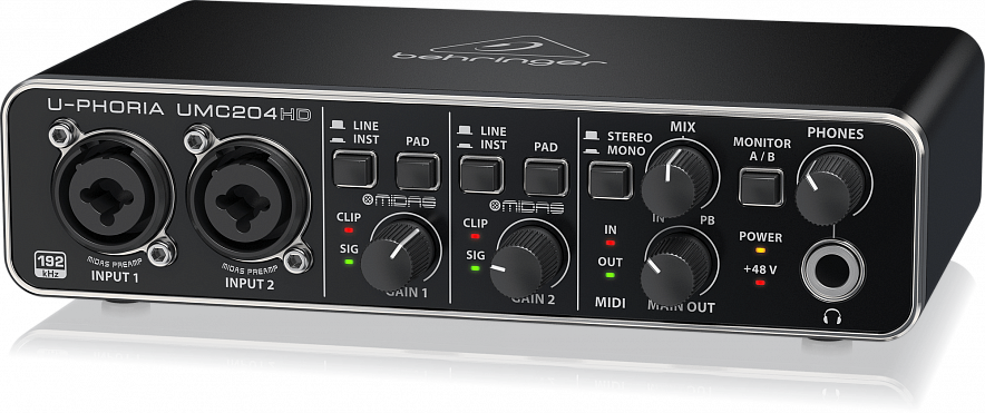 Behringer UMC204HD внешний звуковой/MIDI интерфейс, USB 2.05