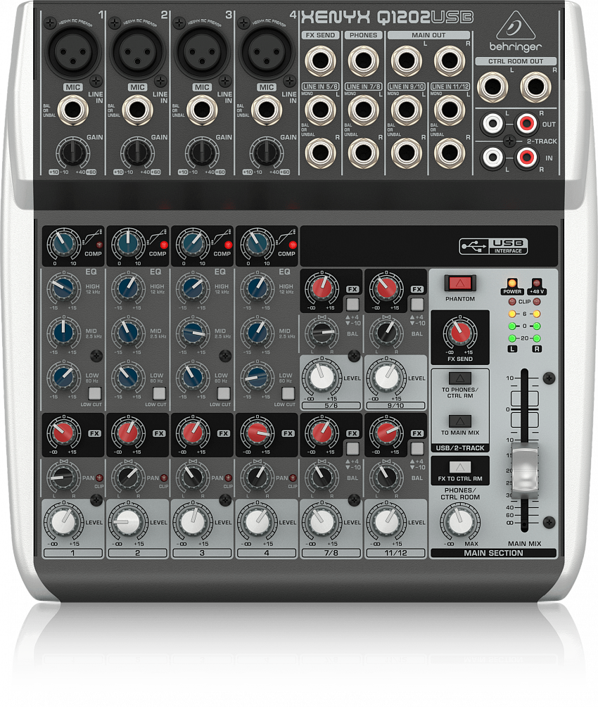 Behringer XENYX Q1202USB аналоговый микшер, 12 каналов3