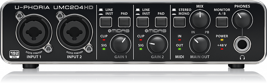Behringer UMC204HD внешний звуковой/MIDI интерфейс, USB 2.04