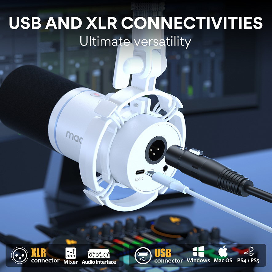 Maono PD200X динамический микрофон, кардиода, UCB-C/XLR выходы, белый4