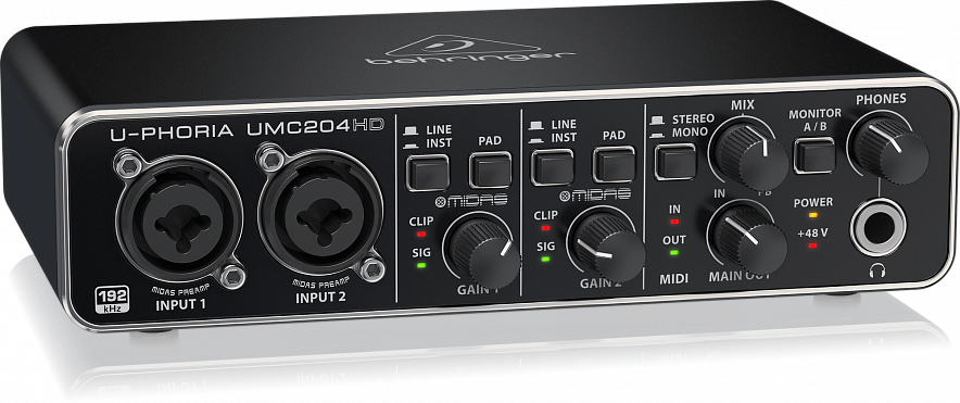 Behringer UMC204HD внешний звуковой/MIDI интерфейс, USB 2.02