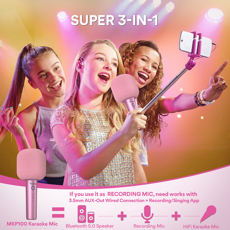 Maono MKP100 (rose gold) Микрофон для караоке3