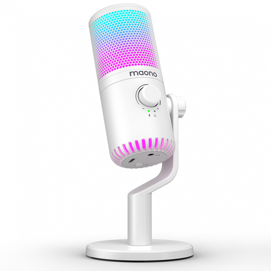 Maono DM30RGB, конденсаторный USB микрофон, частота дискретизации 24bit/48kHz, белый2