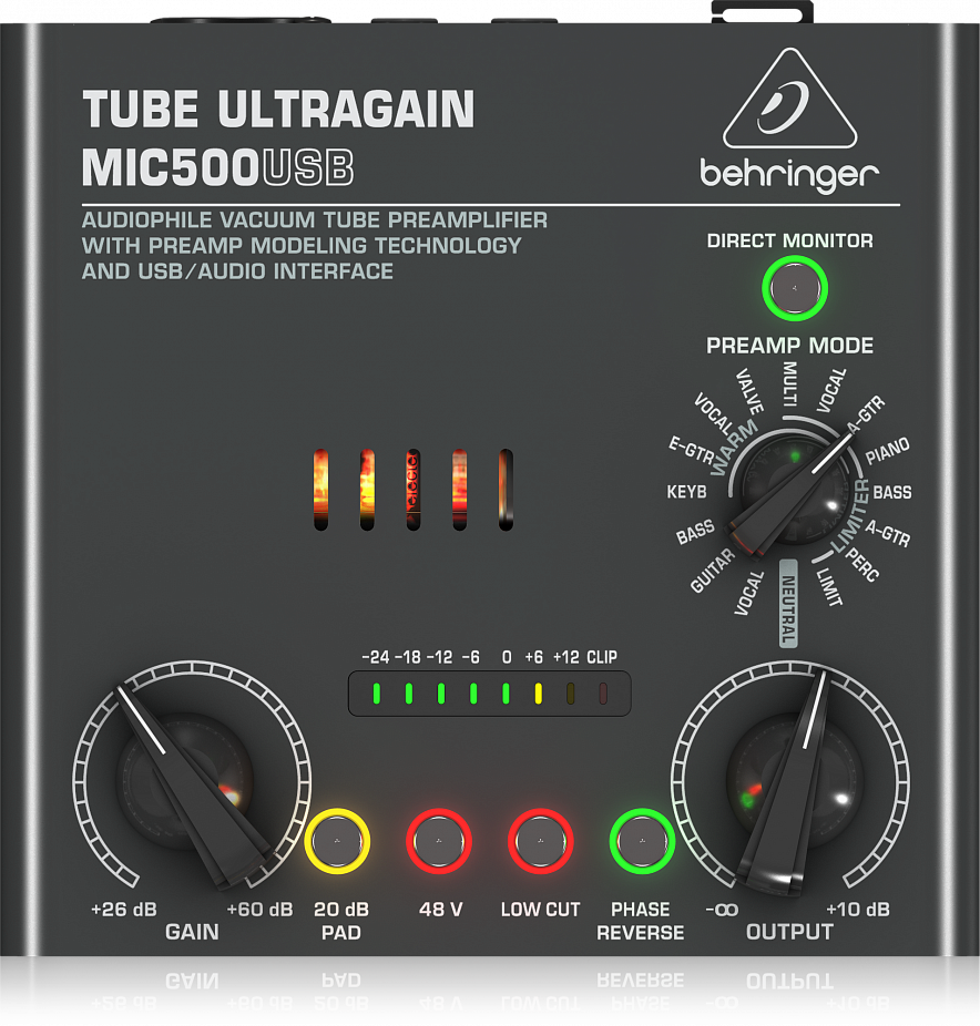 Behringer MIC500USB ламповый предусилитель, USB-аудио интерфейс 2x22