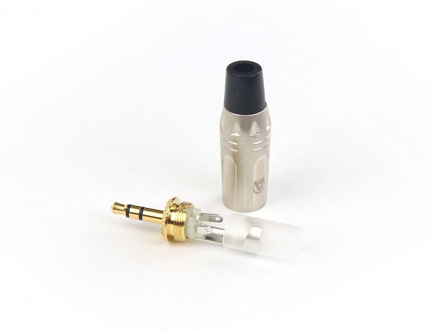 AuraSonics JA35 кабельный разъем Jack 3.5мм TRS (стерео) штекер, матовый никель, до 50 В3