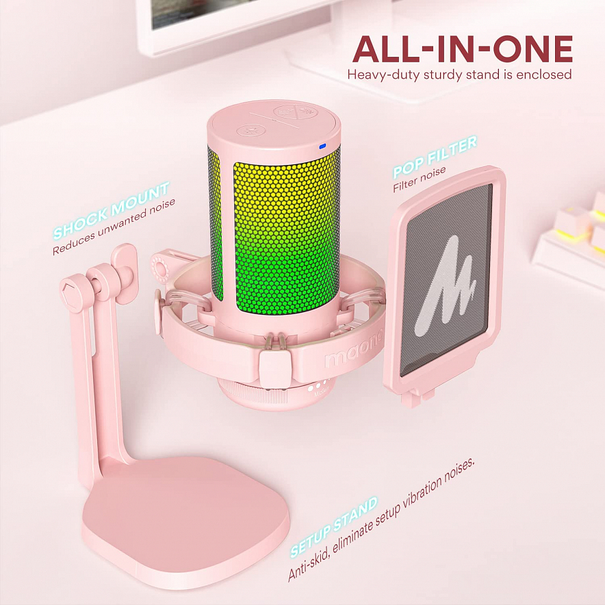 Maono DGM20 (pink) USB-микрофон6